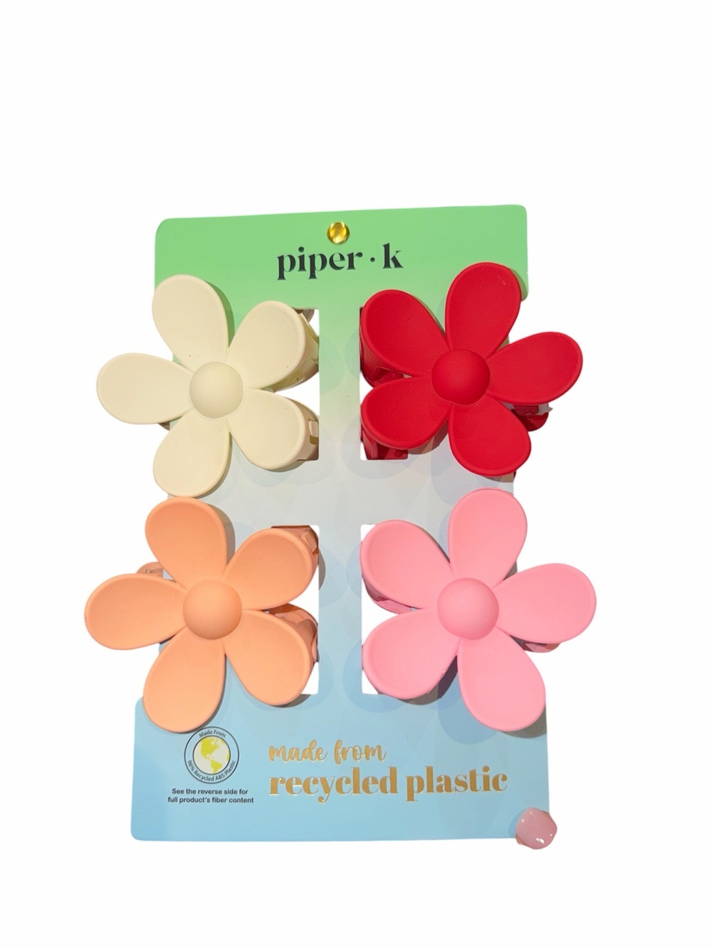 piper·k Flower Hair Clips Set - Cream, Red, Peach & Pink. NWT